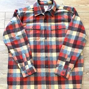 LL Bean Chamois Shirt Men's XXL Tall Flannel Shirt Plaid Heavy, Cotton Outdoor
